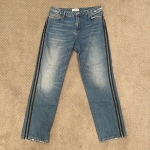 MANGO mid rise dark wash detailed jeans